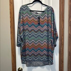 Olivia Blu Chevron Tunic Sweater with 3/4 Sleeves 3X NWT